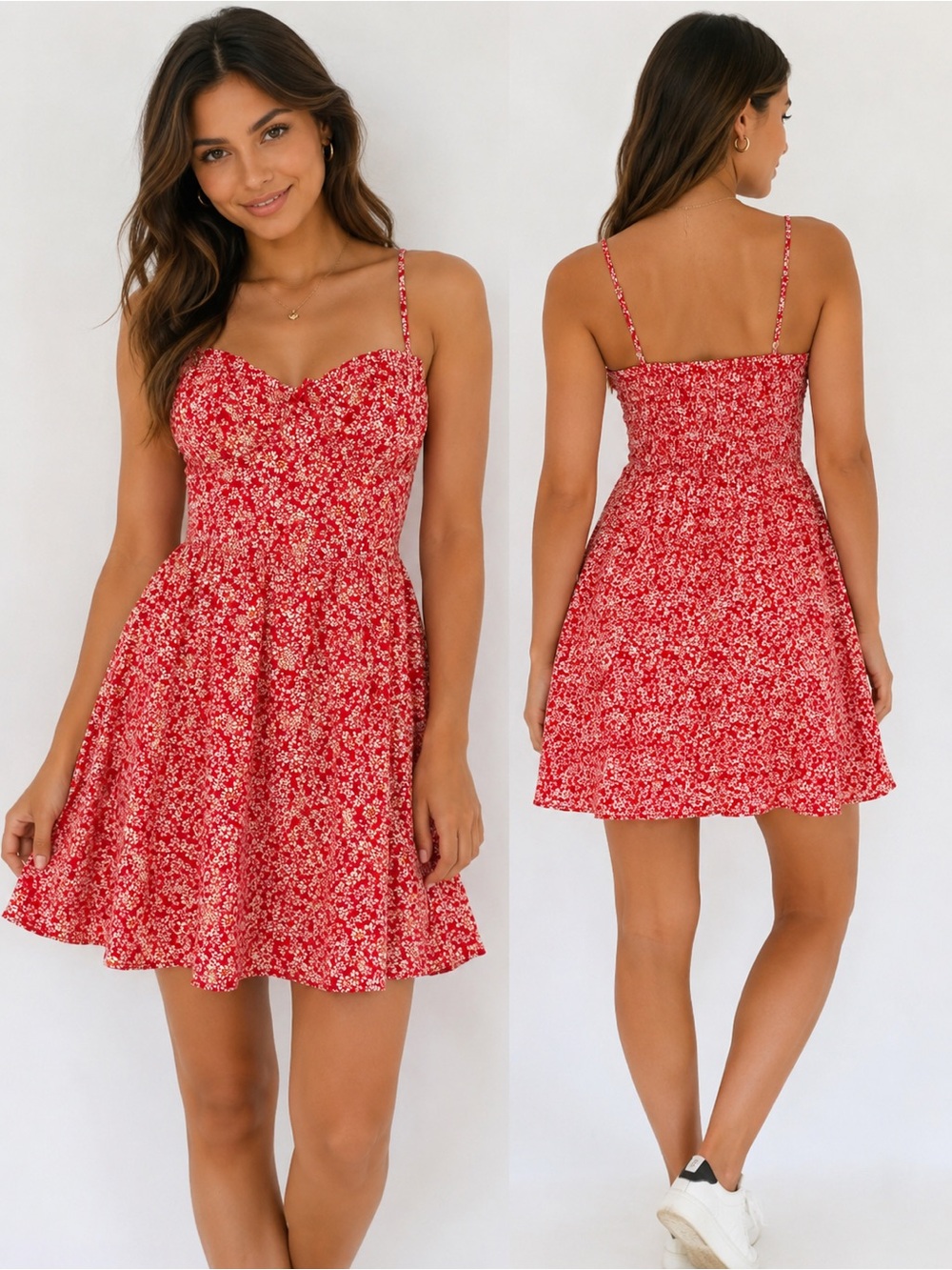 Sienna Sky Red Ditsy Floral Mini Dress